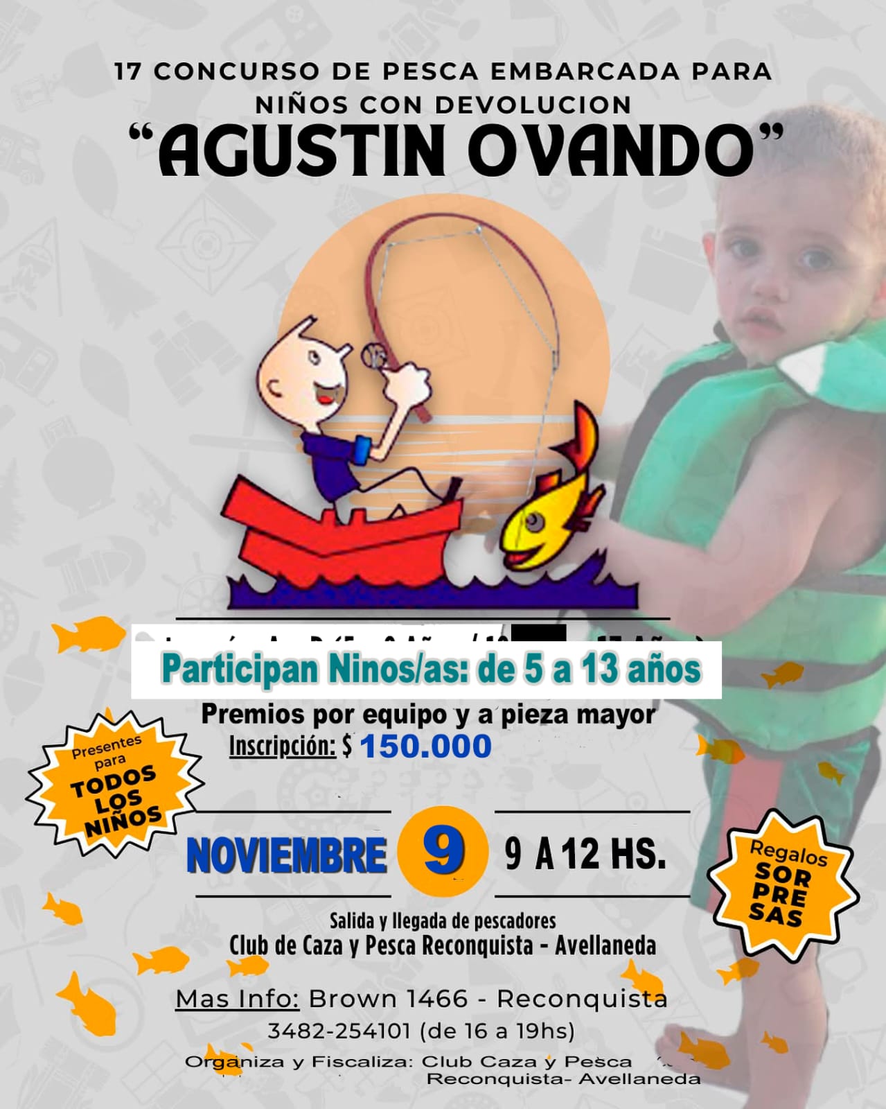 Este fin de semana se desarrolla el 17° Concurso de Pesca Variada Embarcada para Niños “Agustín Ovando”