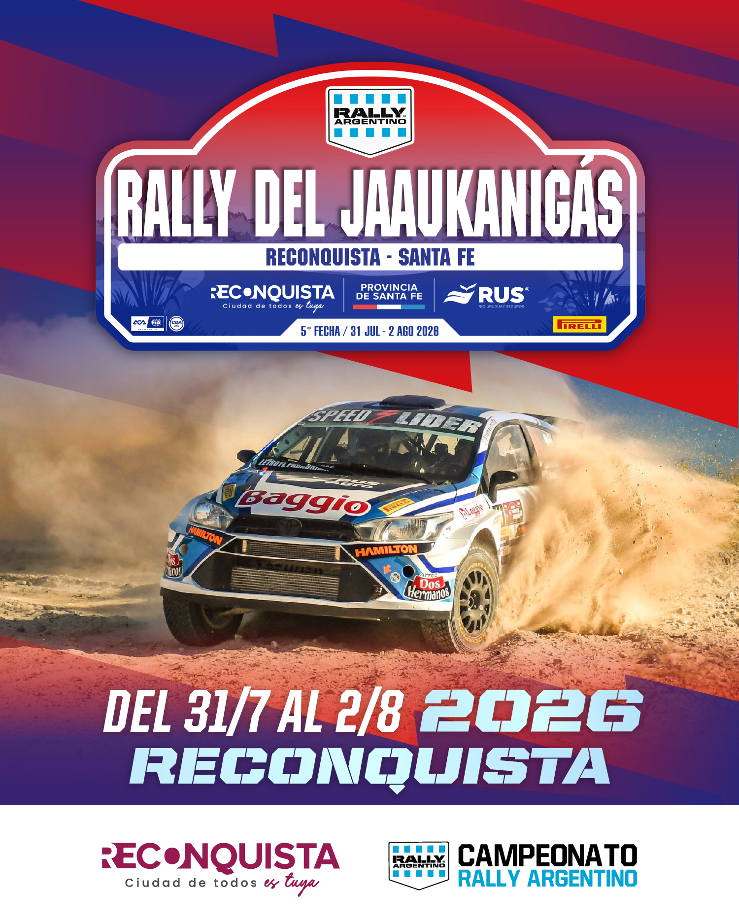 Reconquista acelera hacia una nueva fiesta del Rally del Jaaukanigás 2026